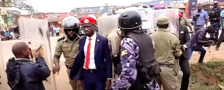 Security Seen Escorting Bobi Wine As He Tours Kawempe North Ahead Of Mini Polls