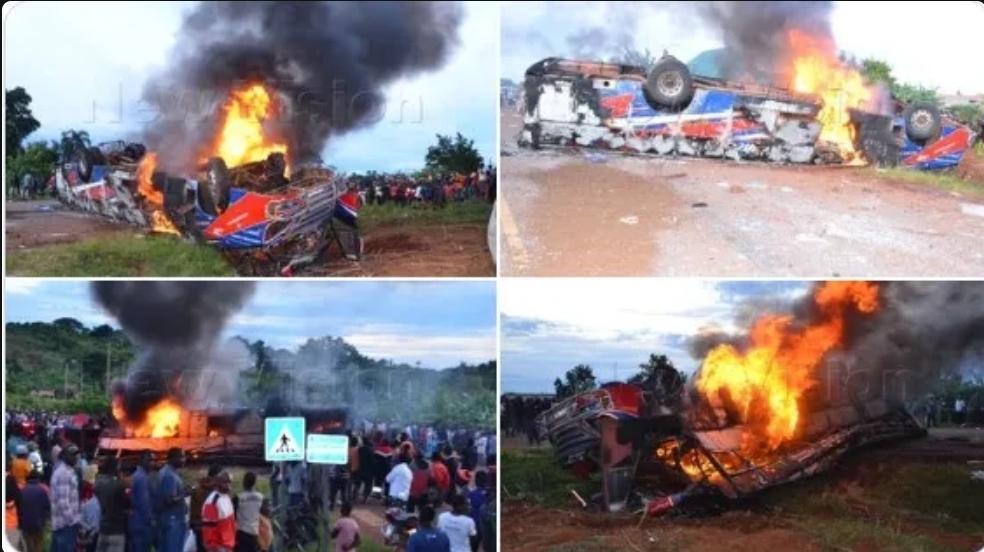 Scores Feared Dead As YY Bus Overturns, Bursts Into Frames In Bwikwe District