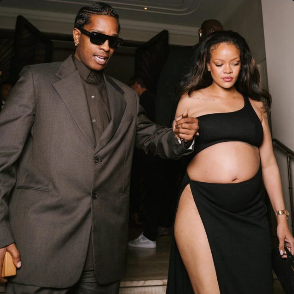 Pregnant Rihanna Steps Out in Crop Top and Skirt With Thigh High Slit