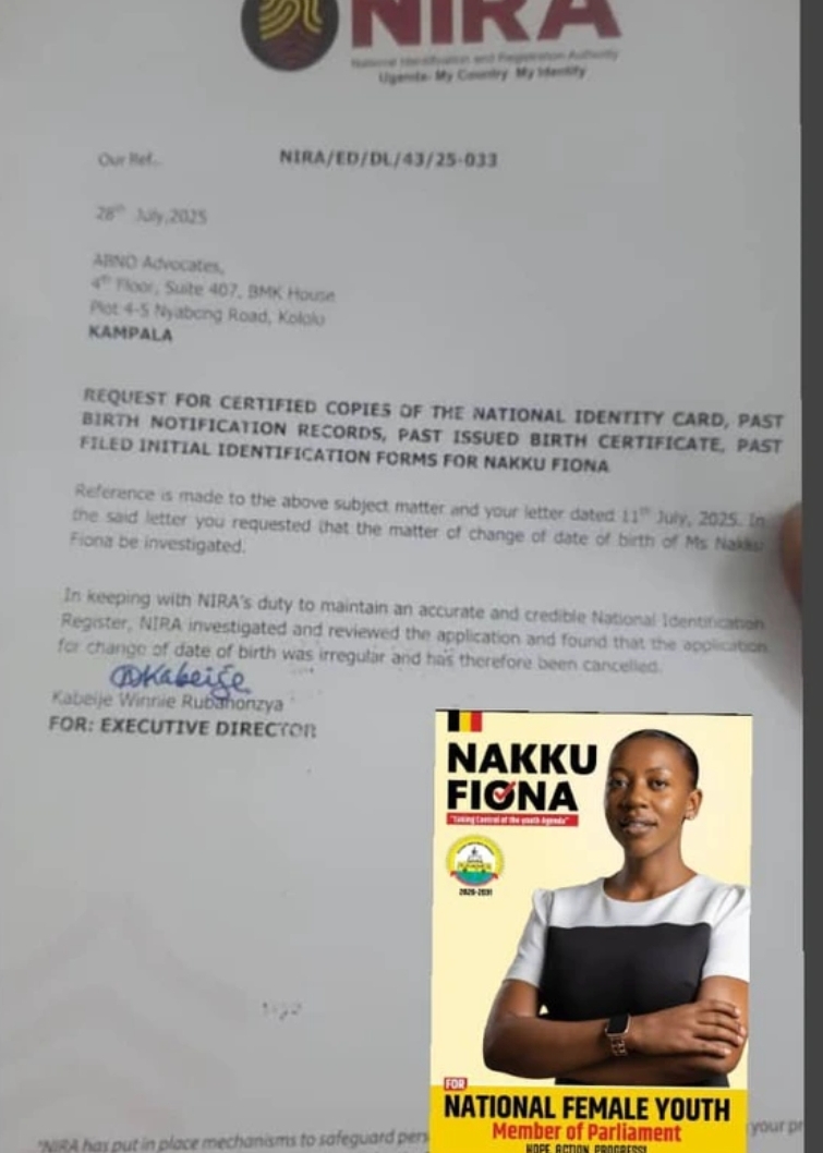 NIRA Blocks Age Alteration Attempt by National Female Youth MP Aspirant Nakku Fiona