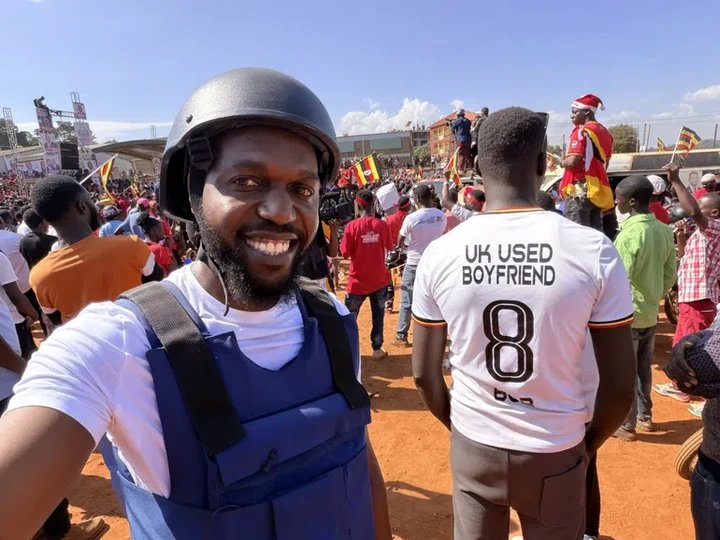 CNN’s Larry Madowo covers Bobi Wine campaign rally.