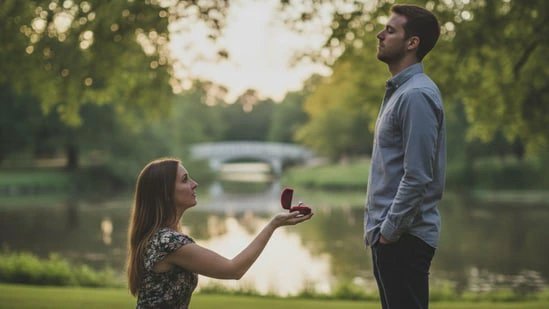 Woman proposes to boyfriend, leaves internet divided over his unenthusiastic response: Watch video
