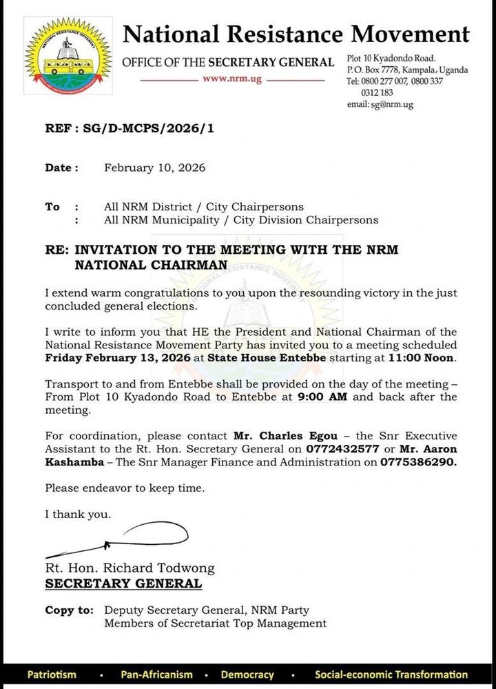 STATE HOUSE CALL! M7 Orders All NRM Chiefs to Report Friday