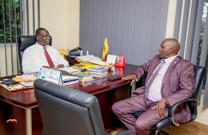 Hon. Mawanda Receives MP Lochap Peterkhen at PLU Secretariat in Naguru, Holds Talks on Strengthening Grassroots Support