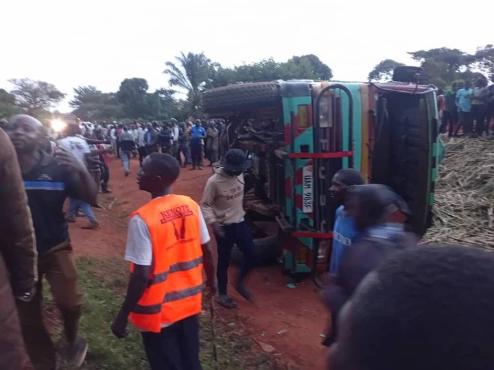 Four Killed as Sugarcane Truck Overturns Onto Motorcycle on Kamuli–Namasagali Road