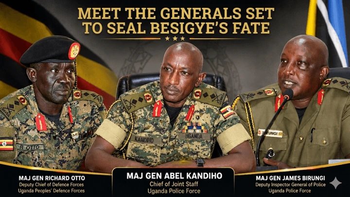 Birungi, Otto, and Kandiho: The Trio of Generals Set to Seal Besigye’s Fate