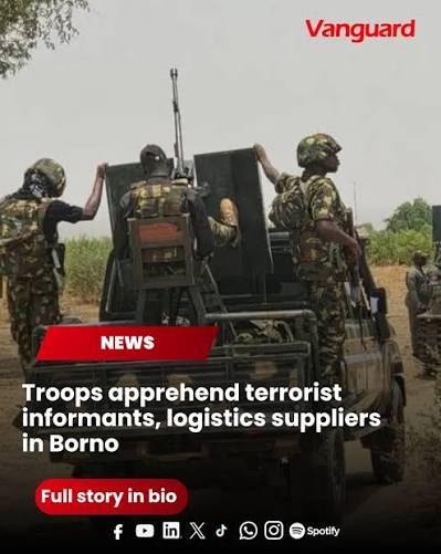Troops arrest suspected terrorist informants, logistics suppliers in Borno
