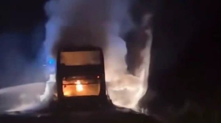 Trinity Bus Catches Fire Near Kigali